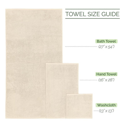 Elegant Comfort 4 Lines Viscose Stripe 6-Piece Premium Towel Set - 100% Turkish Cotton High Absorbent Luxury Bathroom Towels – Includes 2 Washcloths, 2 Hand Towels and 2 Bath Towels Set, Ivory
