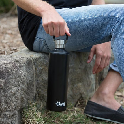 CHEEKI Classic Insulated Bottle, 1 Litre Capacity, Matte Black