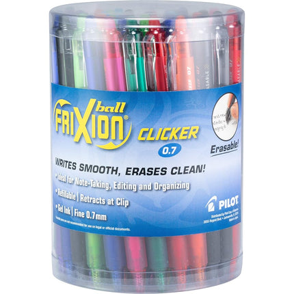 PILOT FriXion Clicker Erasable, Refillable & Retractable Gel Ink Pens, Fine Point, Assorted Color Inks, 36-Pack Tub (14360)