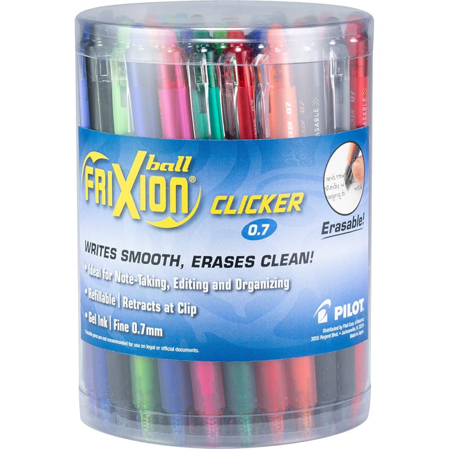 PILOT FriXion Clicker Erasable, Refillable & Retractable Gel Ink Pens, Fine Point, Assorted Color Inks, 36-Pack Tub (14360)