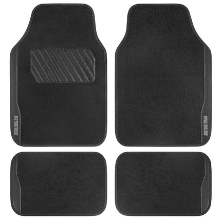 Motor Trend SpeedSeries Carpet Car Floor Mats Set - Versatile Fit for Cars, Trucks, SUVs, Vans Black Trim Racing Design Car Mat Full Set Tapetes para Carro - Set of 4, Black Cars Carpet Mats
