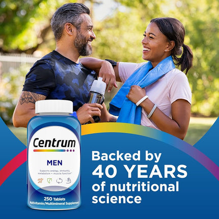 Centrum Multivitamin for Men, Multivitamin/Multimineral Supplement with Vitamin D3, B Vitamins and Antioxidants, Gluten Free, Non-GMO Ingredients - 200 Count