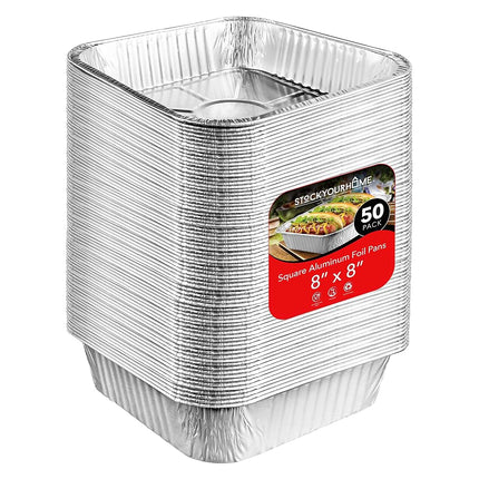 8x8 Foil Pans (50 Pack) 8 Inch Square Aluminum Pan