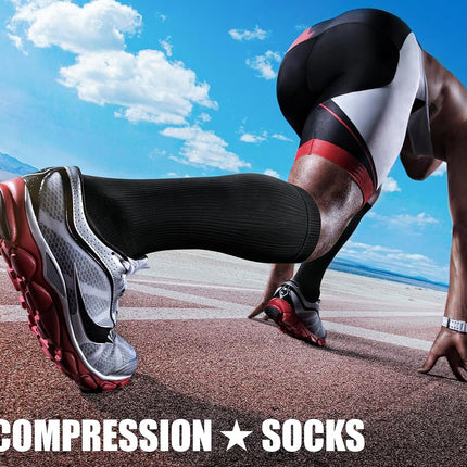 CHARMKING Compression Socks for Women & Men Circulation (3 Pairs) 15-20 mmHg is Best Support for Athletic Running Cycling (S/M, Multi 54)