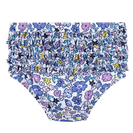 Gerber Conjunto de traje de baño de manga larga para niñas, Shell floral morado, 12 meses