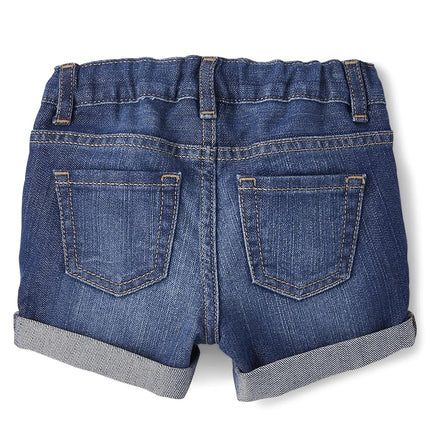 The Children's Place Baby Toddler Girls Denim Shortie Shorts 2 Pack, Sage Wash, 4T