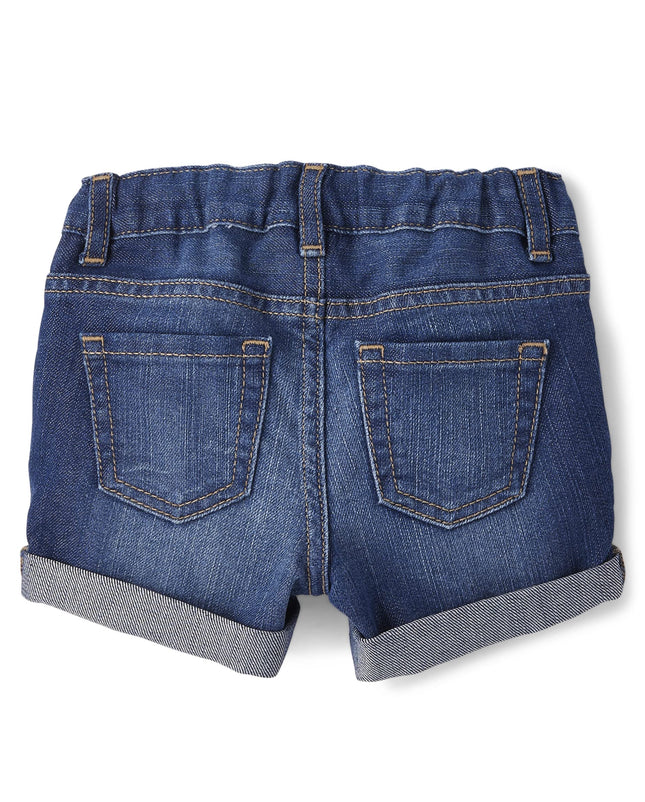 The Children's Place Shorties en jean pour bébé fille, lot de 2, délavage sauge, 5T