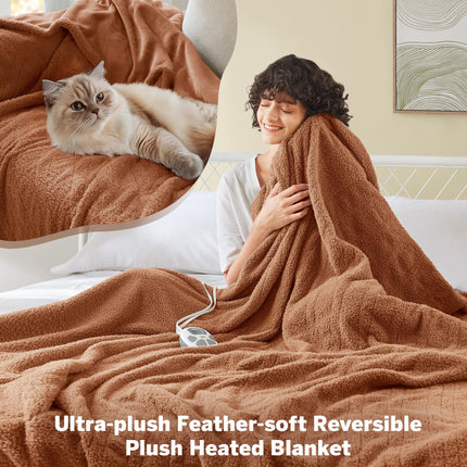 Serta Heated Blanket, Electric Full Size Blanket, Soft, Warm, Fuzzy Heating Blanket Full for Office, Couch, 1-12 hr Auto Shut Off Timer, 10 Lv Heat Setting, ETL Certified, Full 77" x 84" Rust