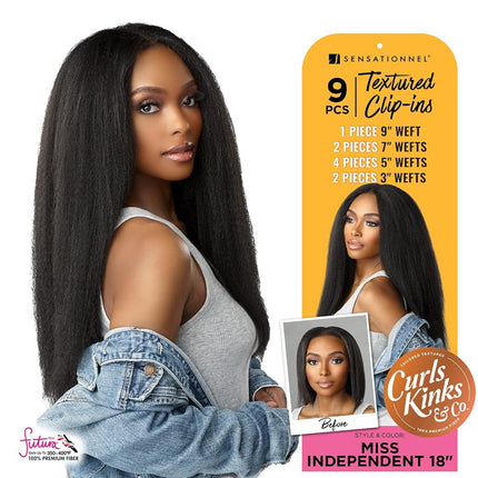 Sensationnel Curls Kinks & Co Synthetic Textured Clip-In - MISS INDEPENDENT 18" (Color:1B Off Black)
