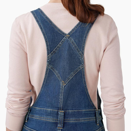 Dickies Women's Double Front Bib Overalls, Dark Stonewashed Denim, S
