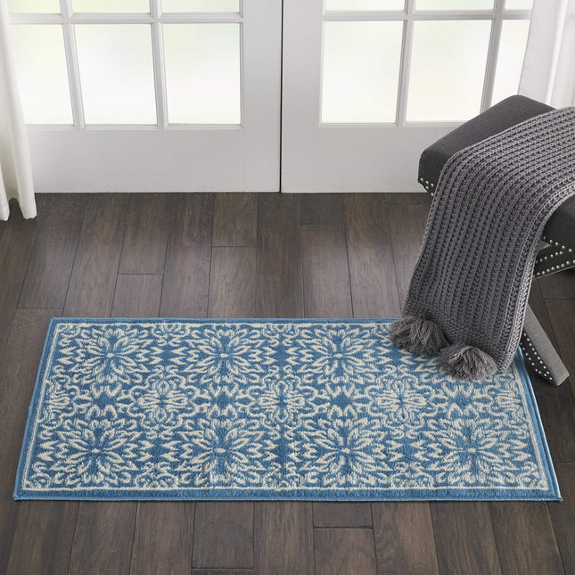 Alfombra de área Nourison JUB06 Jubilant Transicional Floral Marfil/Azul 2' x 4'
