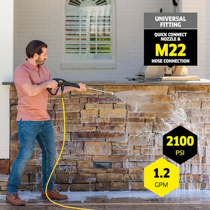 Kärcher K2100PS High Pressure Washer Max 2625 PSI, 3 Spray Nozzles, Detergent Reservoir, for Cars, Driveways, Linings, Patios, Maximum Flow Rate 7.8 L/min