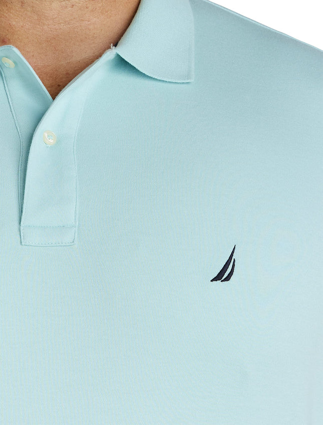 Polo Nautica en coton doux uni à manches courtes pour homme, coupe classique, Harbor Mist, 6TG