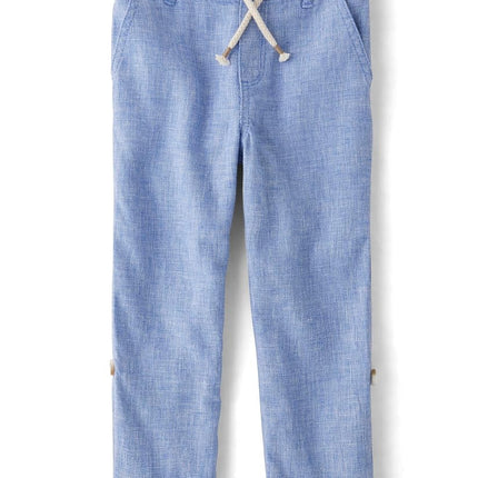 Gymboree, y Pantalones de Lino con Cordón para Bebé, Niño Azul, Talla 12