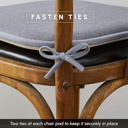 Elegant Comfort 4 Pack Chair Cushion Covers - Skid-Proof Rubber Backing - 16 x 16 Inch - Thick Dining Square Shape Seat Covers - Comfortable Textured Chair Pads with Ties - Mosaic Pattern, Gray