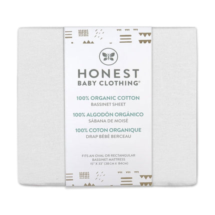 HonestBaby Organic Cotton Fitted Bassinet Sheet, White, 15” x 33”