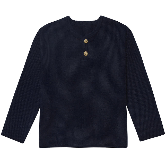 Gerber Baby and Toddler Boys Henley Sweater, Blue,