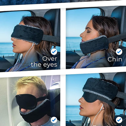 SeatSleeper The Travel Pillow Alternative That Stops Head Bobbing – Airplane Head Straps and Car Head Support Band Great on Travel Upright – Super Comfy Head & Neck Support – Small & Compact
