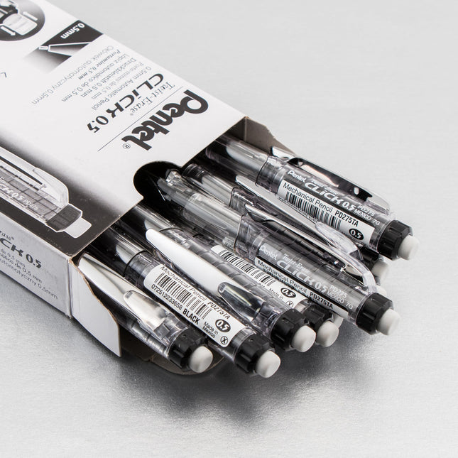 Pentel Twist-Erase Click Porte-mine 0,5 mm (Lot de 12 Noirs