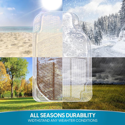 BDK 4-Piece Rubber Transparent Clear Floor Mats Heavy Duty for Front & Rear Car Truck Van SUV, All Weather Protection, Universal Fit