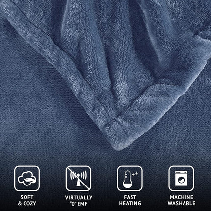 Beautyrest - BR54-0658 Heated Plush Elect Electric Blanket with 20 Heat Level Setting Controllers Equip with Secure Comfort Technology and 10 Hours Auto Shut Off, Twin: 62x84, Sapphire