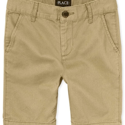 The Children's Place Boys' Stretch Chino Shorts, Flax Single, 18 Slim