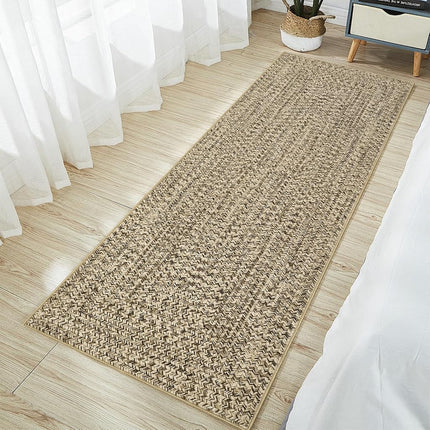 LUXLOOM Alfombra Larga Lavable Estampada 2x8 para Pasillos, Patrón Trenzado Antideslizante, Alfombrilla de Baño, Alfombra Moderna Suave para Dormitorio, Alfombras de Cocina de Granja, Alfombras de Entrada, Alfombra Resistente a Manchas 2'x8' Natural