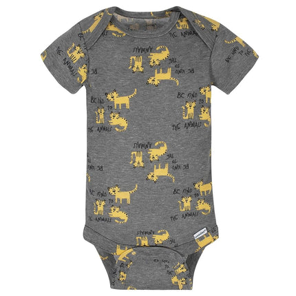 Gerber Baby Boys' 8-Pack Short Sleeve Onesies Bodysuits, Tiger Green, Newborn