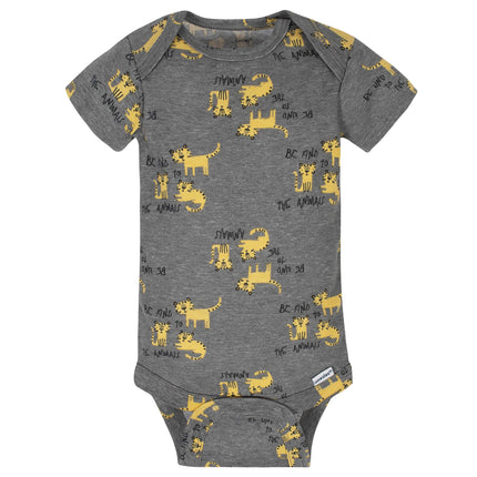 Gerber Baby Boys' 8-Pack Short Sleeve Onesies Bodysuits, Tiger Green, 12 Months
