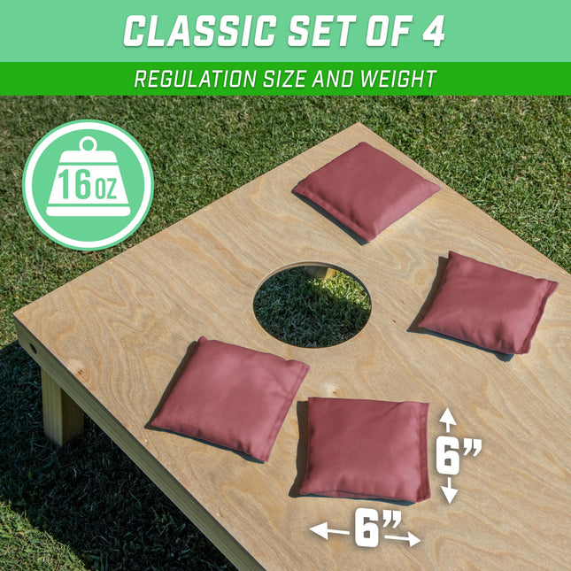 GoSports Cornhole Juego de 4 Sacos de Maíz - Regulación para Todo Clima - Borgoña Clásico