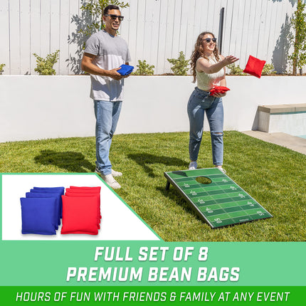 Ensemble de jeu de cornhole GoSports 3 x 2 pieds motif football - Comprend deux planches de 3 x 2 pieds, 8 sacs de fèves et un étui de transport