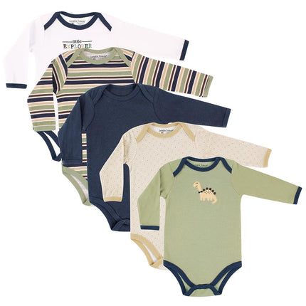 Luvable Friends baby-girls Cotton Long-sleeve Bodysuits, Dinosaur, 9-12 Months
