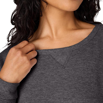Hanes Women's Crewneck Sweatshirt, EcoSmart Fleece Women's Pullover Sweatshirt, Sweatshirt for Women, Slate Heather, XXL