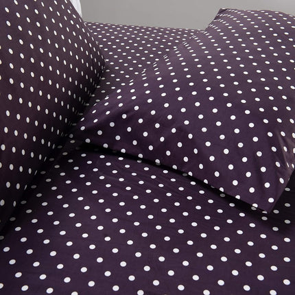 Elegant Comfort Luxury Soft Bed Sheets Polkadot Pattern - Premium Hotel Quality Microfiber Softness Wrinkle and Fade Resistant (4-Piece) Bedding Set, Twin/Twin XL, Purple