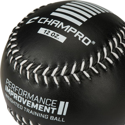 Champro Weighted Training Softballs - Leather Cover, Black, 12 oz.