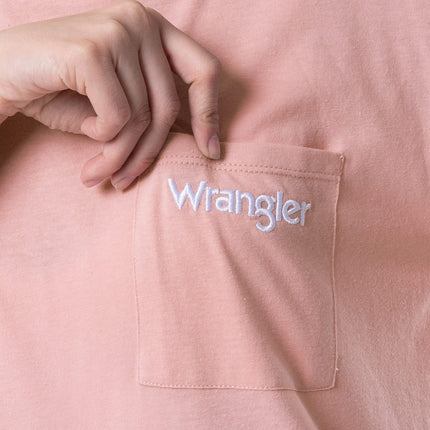 Wrangler Chemise de nuit à manches courtes, col rond, avec poche, pour femme, rose, petite