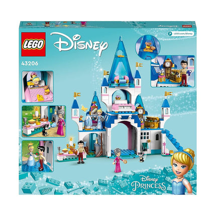 LEGO Disney Princess Cinderella and Prince Charming's Castle Doll House, Buildable Toy with 3 Mini Dolls, plus Gus Gus and Lucifer Figures, Gifts for Kids, Girls & Boys Aged 5 Plus Years Old 43206