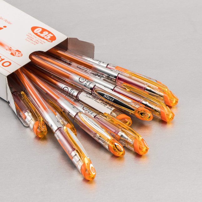 Pentel Arts Slicci Stylo gel extra fin 0,25 mm, encre orange, boîte de 12 (BG202-F1)