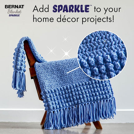 Bernat Blanket Sparkle Dusty Blue Yarn - 2 Pack of 10.5oz/300g - Polyester - #6 Super Bulky - 220 Yards - Knitting, Crocheting & Crafts, Chunky Chenille Yarn