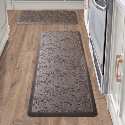 Chef Gear - Tapis de cuisine anti-fatigue Marni Design - Tapis de chef confortables et matelassés - Cuir synthétique - Soulagement pour la cuisson et la station debout - Antidérapant - Lot de 2- 44,5 x 152 cm/ 44,5 x 71 cm - Mocha