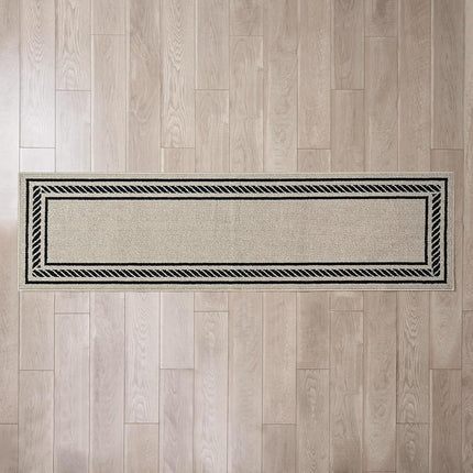 Nautica – Runner Rug | Indoor Runners for Hallways and Entry Rugs| Non-Slip and Non-Skid Entry and Kitchen Door Mat| Machine Washable Entryway Carpet Rugs | 2'2" x 8'| Rope Border Natural Twist
