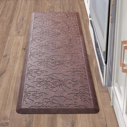 Chef Gear - Alfombrilla de cocina antifatiga - Diseño Marni - Alfombrilla de chef acolchada y cómoda - Piel sintética - Alivio para cocinar y estar de pie - Antideslizante - Medidas 17.5"x60" - Rojo