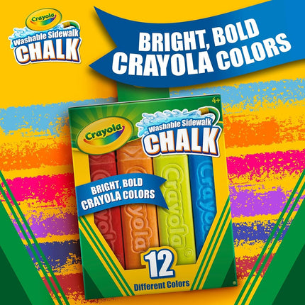 CRAYOLA Outdoor Chalk - Assorted Colours (Pack of 12) | Perfect for Drawing on the Pavement or Patio - Easily Washes Away with Water! | For Ages 4+