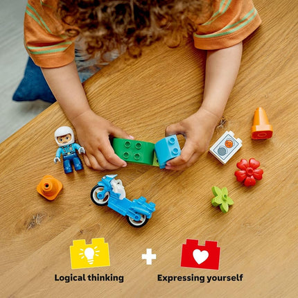 LEGO DUPLO Town Blue Police Motorcycle Building Toy for Toddlers - Pretend Play Set & Learning Toy for Boys & Girls, Ages 2+ - Building Blocks for Motor Skills Practice - Gift for Birthdays - 10471