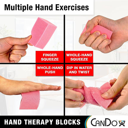 CanDo Hand Therapy Blocks - Yellow (Extra-Soft), Pack of 3 - Grip Strengthening Foam Hand Exercise Tools for Physical Therapy, Arthritis, Carpal Tunnel, Stress Relief, Anxiety