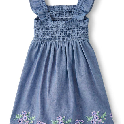 Vestidos de manga corta para niña y niña pequeña Gymboree, azul chambray, 8