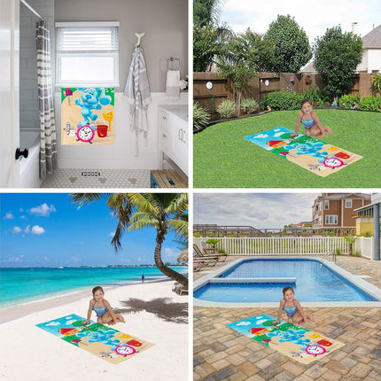 Toalla de baño/piscina/playa de algodón supersuave para niños Franco, 147 cm x 71 cm, Las pistas de Blue