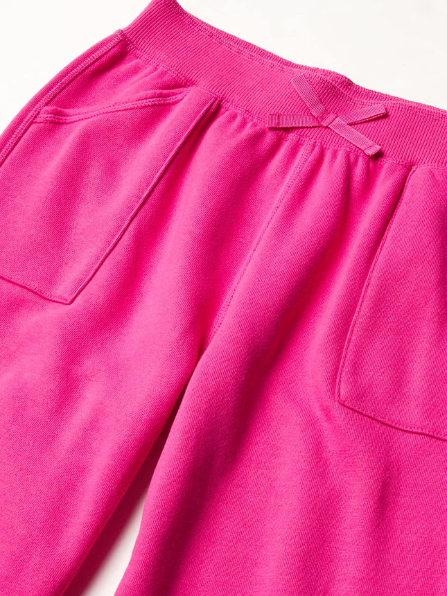 IZOD Girls' Sensory-Friendly Sweatpants, Soft Fleece Fabric with Elastic Waist&Drawstring,Tagless,Flattened Seams & Pockets, Rose, 4-5