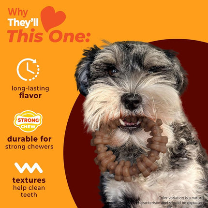 Nylabone Strong Chew Ring Dog Chew Toy Made with Real Beef & Chicken