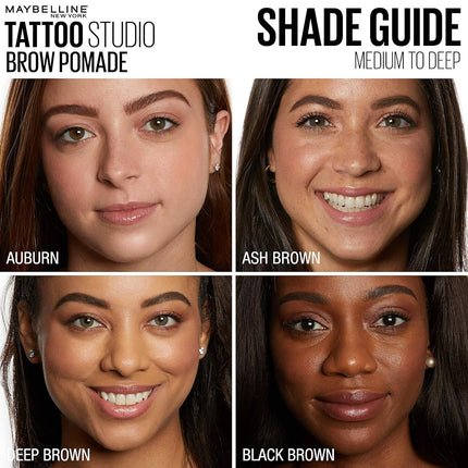 Maybelline New York TattooStudio Brow Pomade Long Lasting, Buildable, Eyebrow Makeup, Deep Brown, 1 Count